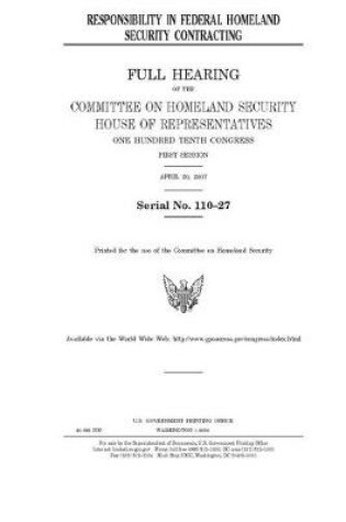 Cover of Responsibility in federal Homeland Security contracting