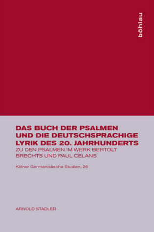 Cover of Das Buch Der Psalmen Und Die Deutschsprachige Lyrik Des 20. Jahrhunderts