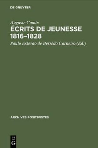 Cover of Ecrits de Jeunesse 1816-1828