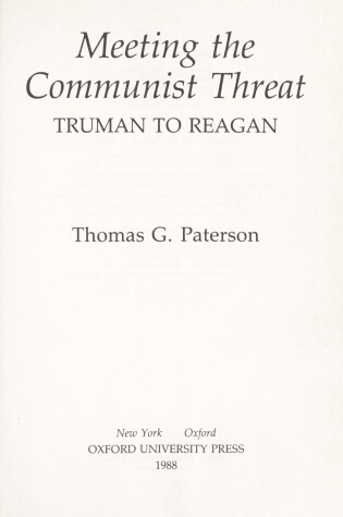 Cover of Meeting the Communist Threat