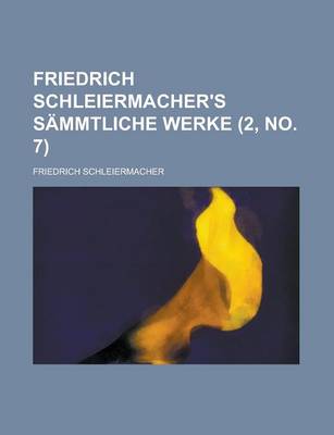 Cover of Friedrich Schleiermacher's Sammtliche Werke