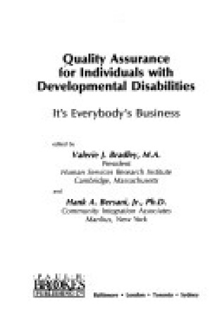 Cover of Quality Assurance for Individuals with Developmental Disabilities