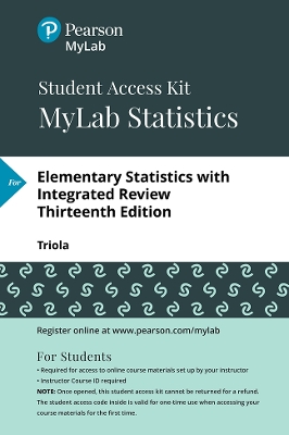 Book cover for MyLab Statistics with Pearson eText -- 24 Month Standalone Access Card -- for Elementary Statistics with Integrated Review