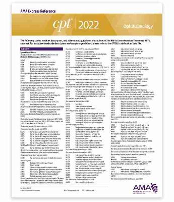 Cover of CPT Express Reference Coding Card 2022: Ophthalmology