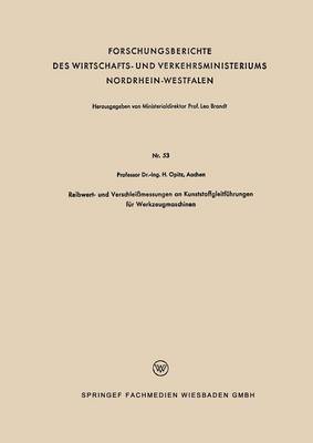 Book cover for Reibwert- Und Verschleissmessungen an Kunststoffgleitfuhrungen Fur Werkzeugmaschinen