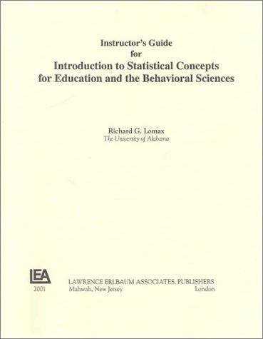 Book cover for Instructor's Guide for Introduction to Statistical Concepts for Education and the Behavioral Sciences