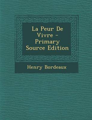 Book cover for La Peur de Vivre