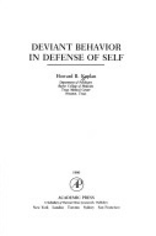 Cover of Deviant Behaviour in Defence of Self