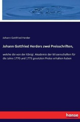 Cover of Johann Gottfried Herders zwei Preisschriften,