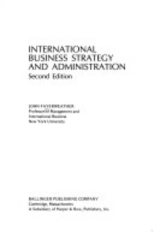 Cover of International Business Strategies and Administration