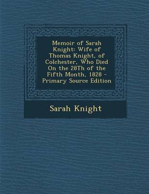Book cover for Memoir of Sarah Knight