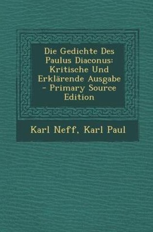 Cover of Die Gedichte Des Paulus Diaconus