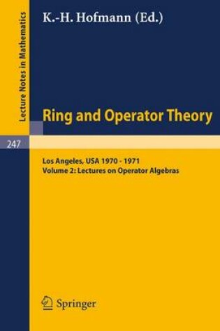 Cover of Tulane University Ring and Operator Theory Year, 1970-1971