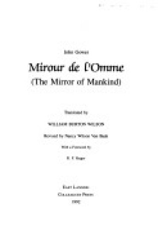 Cover of Mirour de l'Omme