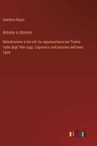 Cover of Amore e dovere