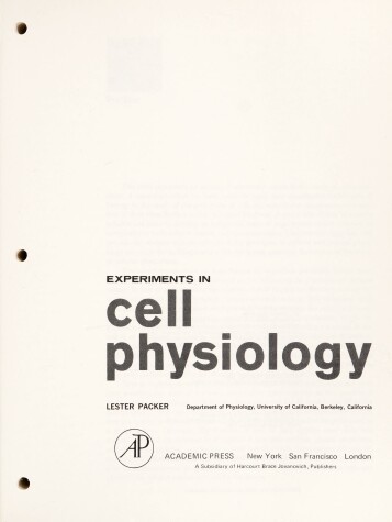 Book cover for Experiments in Cell Physiology