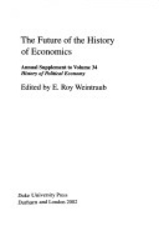 Cover of The Future of the History of Economics