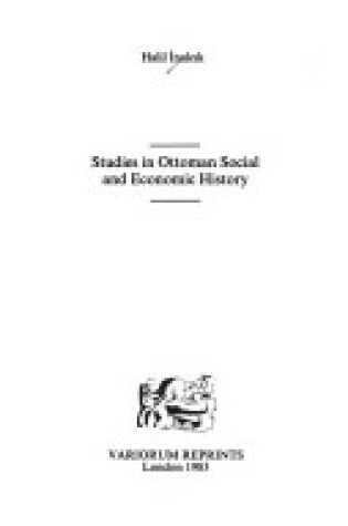 Cover of Studies in Ottoman Social and Economic History