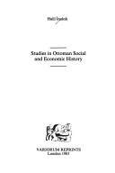 Cover of Studies in Ottoman Social and Economic History