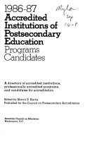 Book cover for Accredited Institutions of Postsecondary Education 1986-87