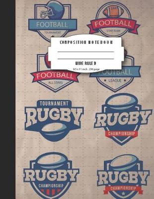 Book cover for Composition notebook wide ruled 8.5 x 11 inch 200 page, American football