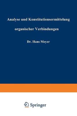 Book cover for Analyse Und Konstitutionsermittelung Organischer Verbindungen