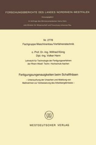 Cover of Fertigungsungenauigkeiten Beim Schaftfrasen