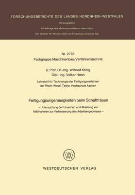 Book cover for Fertigungsungenauigkeiten Beim Schaftfrasen