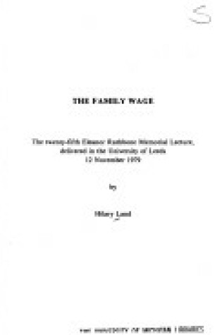 Cover of The Family Wage