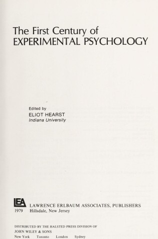 Cover of The First Century of Experimental Psychology