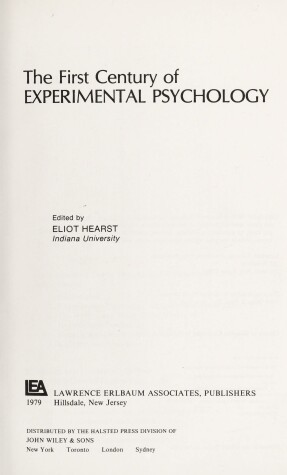 Book cover for The First Century of Experimental Psychology