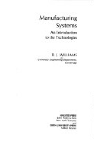 Cover of Manufacturing Systems: an in