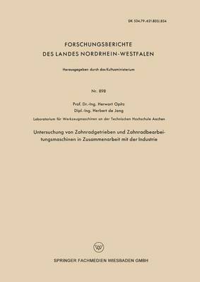 Book cover for Untersuchung Von Zahnradgetrieben Und Zahnradbearbeitungsmaschinen in Zusammenarbeit Mit Der Industrie