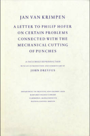 Cover of A Letter to Philip Hofer on Certain Problems Connected with the Mechanical Cutting of Punches