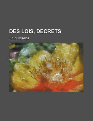 Book cover for Des Lois, Decrets