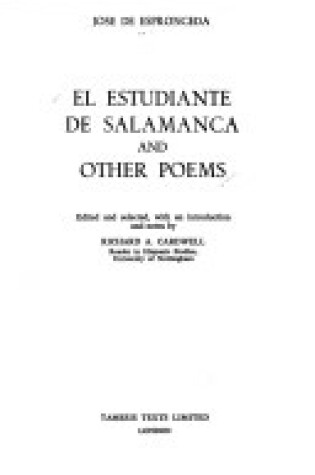 Cover of Estudiente de Salamanca and Other Poems