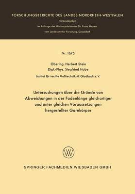 Book cover for Untersuchungen UEber Die Grunde Von Abweichungen in Der Fadenlange Gleichartiger Und Unter Gleichen Voraussetzungen Hergestellter Garnkoerper