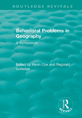 Cover of Behavioral Problems in Geography (1969)