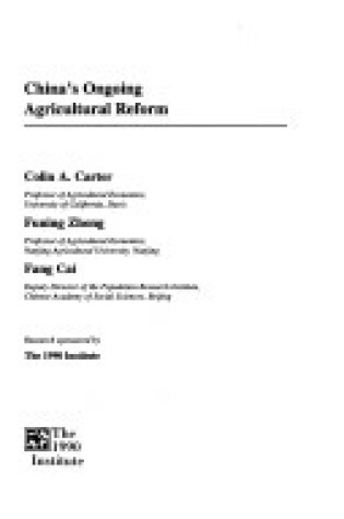 Cover of China's Ongoing Agricultural Reform