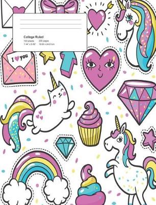 Book cover for Unicorn Playful Composition College Ruled Book (7.44 x 9.69) 200 pages V16