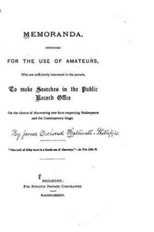 Cover of Memoranda, Intended for the Use of Amateurs