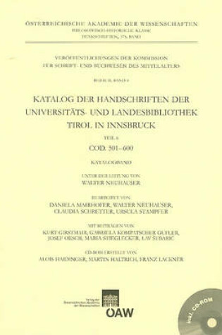 Cover of Katalog Der Handschriften Der Universitats- Und Landesbibliothek Tirol in Innsbruck