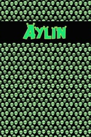 Cover of 120 Page Handwriting Practice Book with Green Alien Cover Aylin