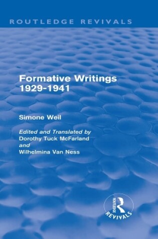Cover of Formative Writings (Routledge Revivals)