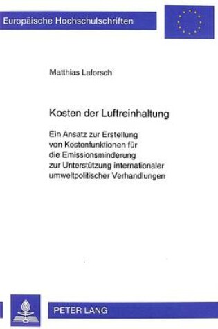 Cover of Kosten Der Luftreinhaltung