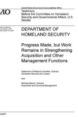Cover of Department of Homeland Security