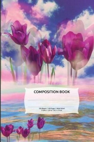 Cover of Floral Ocean Fantasy Composition Notebook, Wide Ruled