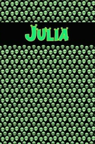 Cover of 120 Page Handwriting Practice Book with Green Alien Cover Julia