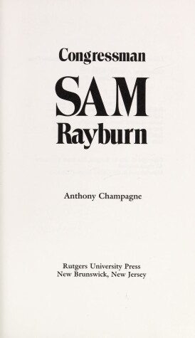 Book cover for Congressman Sam Rayburn