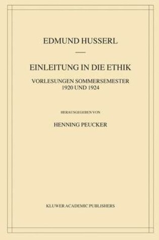 Cover of Einleitung in die Ethik